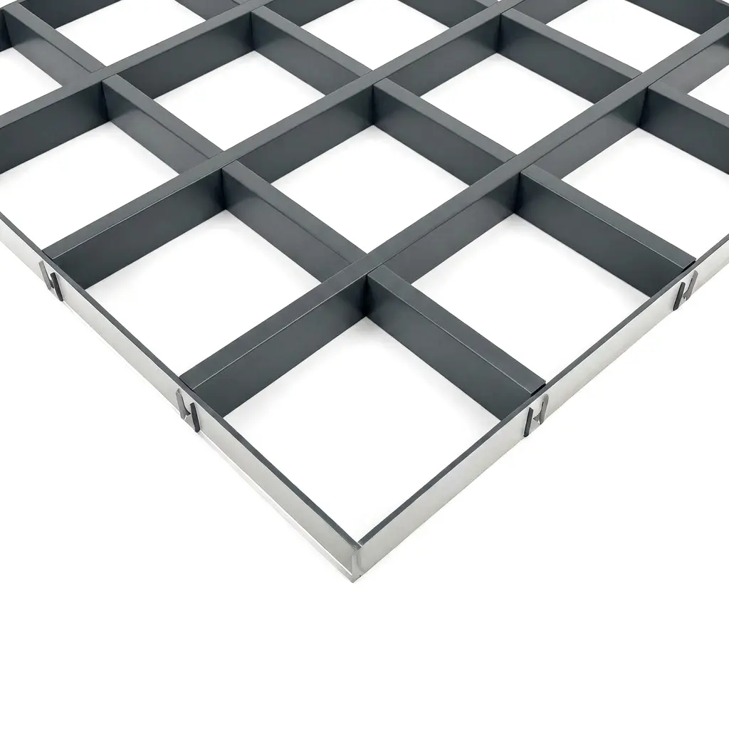 Потолок Грильято GL15 150×150 графит RAL 7024